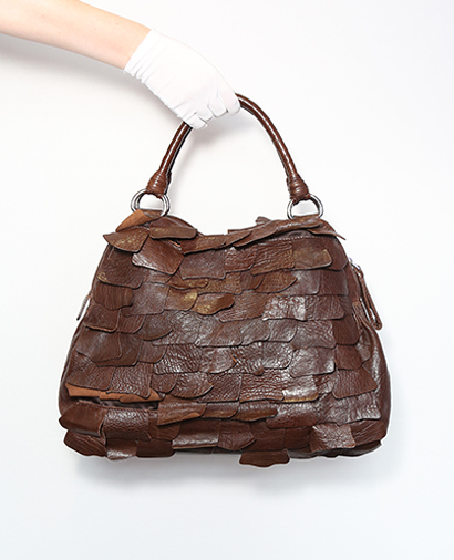 Leaf Bag, &pound;50, Handbags, Brown, Leather, Front view